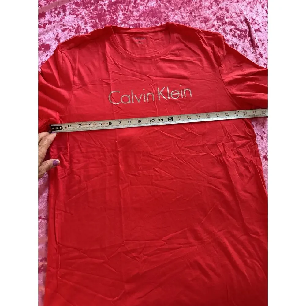 Calvin Klein Red Logo Women's XL T Shirt Summer Comfy Cozy